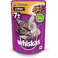 Whiskas Adult (+1 year) Wet Cat Food, Chicken in Gravy, 85g Pouch