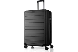 FLIEE Large Suitcase Hard Shell | Aluminum Telescopic Handle | TSA 3 Digit Combination Lock | 4 Dual Spinner Wheels | Lightweight Suitcase Large | Hold Check in Luggage (Black, Large 28'')