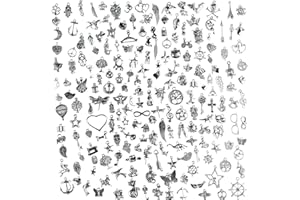 Aokbean 200pcs Bulk Silver Bracelet Craft Charms Jewellery Making Metal Small Charm Decoration Kit DIY Necklace Kid Jewlery Accessories Girl Earring Bead Keyring Set Mini Star Animal Pendant Supply