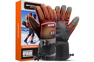 SPORVET Heated Gloves for Men Women, Rechargeable 7.4V 5000mAh Hand Warmer Battery Electric Heating Ski Gloves for Skiing Hiking Motorcycling