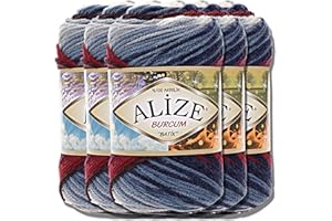 HOBBY YARN Alize 5x 100g Burcum Batik Laine Premium Turque Acrylique Fils À Tricoter À La Main fils à tricoter Fil Yarn Baby Laine Gradient Baby pour vêtements à tricoter au crochet (2978)