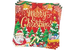 AFYHH Servietten Weihnachten Tischdeko Deko - 40Stück Weihnachten Servietten Geburtstag Rot Merry Christmas Napkins Weihnachts Tischdeko Papierservietten 33x33cm
