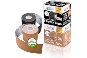‎AKTIMED AKTIMED Tape PLUS Kinesiologie Tape – Sporttape mit pflanzlichem Extrakt Arnica D6* – patentiertes Physiotape Dermatest „sehr gut“ – Kinesiologie Tapes elastisch & wasserfest (2er Set)