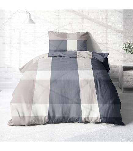 Erwin Müller Flanell-Bettwäsche Karo – Braun-anthrazit, 100% Baumwolle, Größe 155x220 Cm + 40x80 Cm