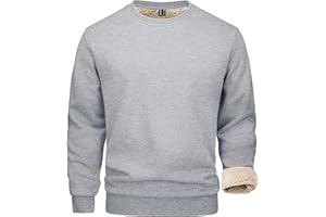MAGCOMSEN Sudadera básica de invierno de forro polar para hombre, manga larga, informal, forrada cálida, deportiva, con cuello redondo, informal, manga larga, camiseta de cuello redondo