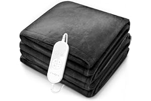 sinnlein® Heizdecke aus Plüsch 200 x 180 cm | elektrische Wärmedecke mit Abschaltautomatik | Kuscheldecke | Timerfunktion | 9 Temperaturstufen | waschbar bis 40°C | Digitalanzeige