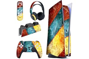 PlayVital Skin Stickers für ps5 Konsole Regular Edition,Vinyl-Skin Folie Stickers Aufkleber Schutzfolie für PS5 Konsole,Controller,Ladestation,Headset,Medienfernbedienung-Aging