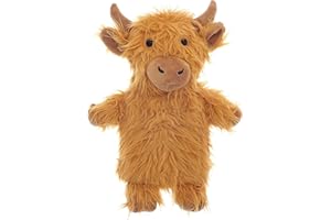 Olivia Rocco Novelty Animal Hot Water Bottle, Fluffy Hot Water Bottles with Cover for Kids Or Adults, 1L Natural Rubber Hot Water Bag for Long Lasting Heat, Highland Cow