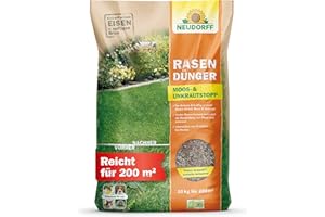 Neudorff RasenDünger Moos- & UnkrautStopp – Rasendünger mit Eisen und Kalium sorgt für einen dichten, grünen Rasen ohne Moos und Unkraut, 10 kg für 200 m²