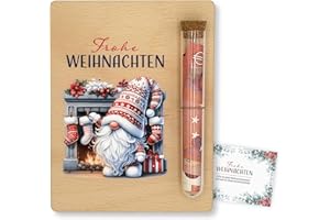 ZUKLA Verpackung Geldgeschenk Weihnachten - 13 x 10 cm - mit Reagenzglas - Geldgeschenk Verpackung Weihnachten Holz