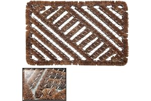 LUCA HOME - Felpudo Kiev de Fibra de Coco y Metal Rectangular 40x60cm Entrada a casa, Felpudo Rectangular y semicirculo