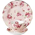 Royal Albert 100 Years 40017535 1980 Rose Blush Teacup, Saucer, Plate 20cm, 3 Piece Set Pink, Bone China, 200 milliliters