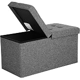 SONGMICS saklama alanlı tabure oturma bankı katlanabilir 2 kişilik y&uuml;k kapasitesi 300 kg suni deri kırmızı 76 x 38 x 38 cm LS