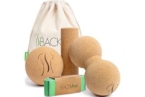 BACKLAxx ® Rullo Massaggio Muscolare in Sughero 100% naturale – Rullo schiena Rullo pilates Rullo Massaggio Rullo Yoga Rullo Massagiante Rullo da Massagio Rullo Automassaggio