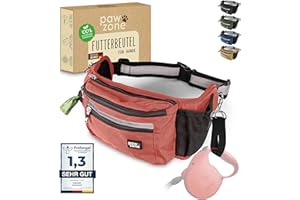 PAWZONE® Bolsa de comida para perros – Bolsa para golosinas para perros – Riñonera para perros Accesorios – Bolsa para golosinas para perros – Incluye cinta reflectante y correa adicional para correa