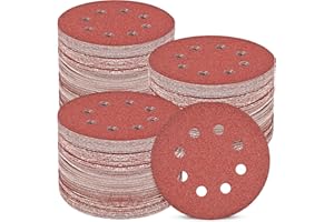 Philtool 120 Stück Schleifpapier 125mm Klett, schleifscheiben 8 Loch Set für Exzenterschleifer,10 x 40/60/80/100/120/150/180/220/240/320/400/600 Runde Schleifpapier