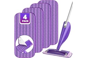 TINA&TONY Spray Mop Refill Pads for Flash Powermop, 4PCS Microfibre Mop Pads Washable for Household Wet Dry Floor Mop, Reusable Mop Head Replacement for Hardwood Laminate Floor Cleaning