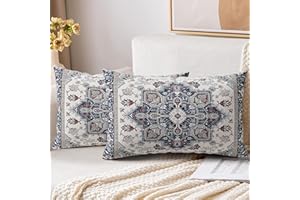 XPHZZL Pack of 2 Soft Decorative Cushion Covers 30cm x 50cm Square Throw Pillow Case Boho Style Pillowcases for Sofa Bedroom Outdoor Patio Garden with Invisible Zipper 12 x 20 Inch-Blue Cyan