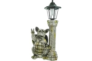 Kremers Schatzkiste Figurka ogrodowa Smoka Dziecko Peace z solarną latarnią smok figurka Gargoyle