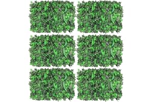 ANMINY 6Pcs Garden Fake Grass Panels 24×16 inch Artificial Grass Wall Panel Ivy Leaves Garden Screening Fence Boxwood Panel Backdrop Wall Panelling,Pattern#3