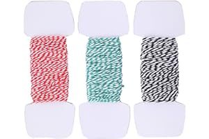 ‎MARZOON 60 Meter Bastelschnur Bastelband Dekokordel aus Baumwolle 2mm Stärke je 20m in rot-weiß, grün-weiß und schwarz-weiß im Set