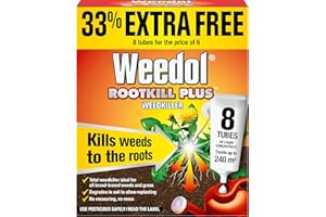 Weedol 18133 Rootkill Plus Liquid Concentrate Weedkiller Tubes, Red, 6 + 2 Tubes