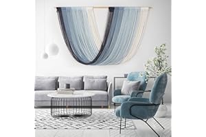 HOLAVIDA Grande Appeso a Parete Macramè, Decorazione Murale Boho Macramè, Telaio Tessile in Filato con Nappe, Decorazione Artigianale per Casa Camera da Letto Soggiorno, Ombré Tie-Dye 150x97cm
