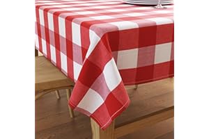 Encasa XO Tovaglia Rettangolare in Cotone | (140x180 cm) | Controlli rossi di Buffalo | Tovaglia Decorativa