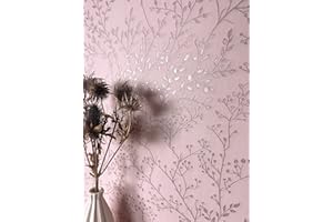 NEWROOM Tapete Rose Vliestapete Äste - Ästetapete Floral Rosa Pink Blätter Blumen Blumentapete Romantisch Rosentapete Vintage inkl. Tapezier-Ratgeber