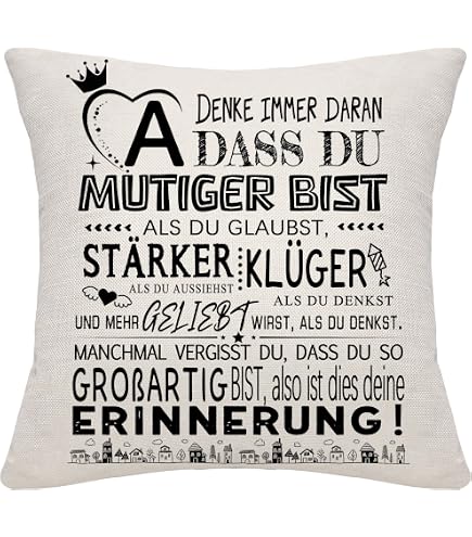 Inspirierender Kissenbezug 45x45 Cm – Geschenk Für Frauen, Freundin, Mutter Oder Kollegin – Aus Weichem Baumwollleinen