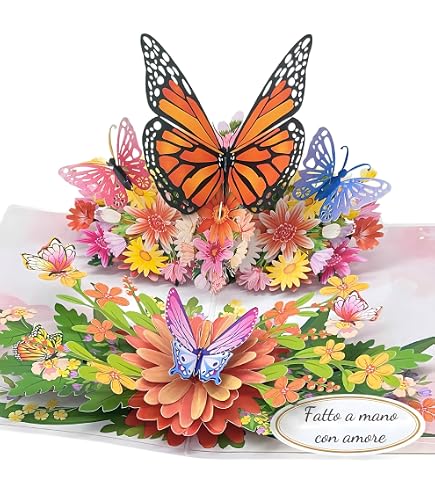 Biglietto Di Auguri 3D Pop Up Con Farfalle E Bouquet Di Fiori - Fustellato Laser, Con Busta, Per Compleanno, Matrimonio, Natale - 3