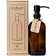 Amber Glass Jar Soap Dispenser with Black Stainless Steel Dispenser, BPA Free, Eco Friendly, 500ml, Housewarming Gift Box