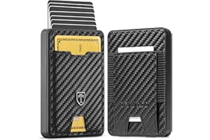 TRAVANDO Swype Aluminium Porte Carte Homme en Cuir avec Blocage RFID - Petit Portefeuille avec Compartiment a Monnaie Slim Protege Contre Le piratage Bancaire - Porte-Carte de Credit