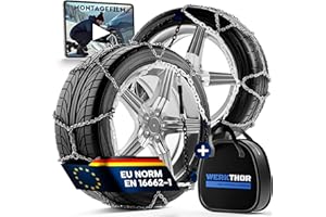 WERKTHOR 2 x Snow Chains – Approved Snow Chains for Cars – Optimal Grip & Easy Installation – Metal Snow Chains – For Various Tyre Sizes