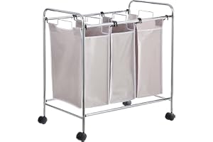 Amazon Basics Rektangulär tvättsorterare med 3 påsar, vit, 135 liters kapacitet, 78x46x86 cm