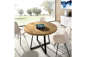 Dmora -Tavolo allungabile Casarola, Consolle estensibile rotondo, Tavolo da pranzo multiuso ovale, 110/158x110h77 cm, Rovere Nodi