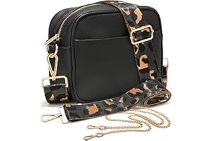 Lily England Cross Body Bag Women - Multiple Pockets - Adjustable Wide Strap and Chain - Black Handbag Crossbody - Over the Shoulder Bag