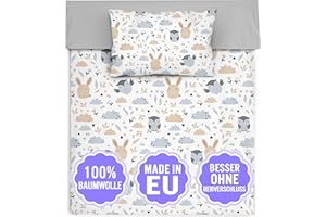 Amilian 2-częściowy komplet pościeli dla dzieci, 100% z bawełny i niemowląt, poszwa na kołdrę 100 x 135 cm, z zamkiem błyskawicznym