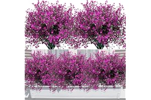 Elecoutek 12 Ramos de Flores Artificiales Exterior Planta de Plastico Resistentes a los Rayos UV Arbustos Artificiales Decorativas Flor Falsa para Jarron, Jardinera, Balcon, Centro de Mesa (Fucsia)