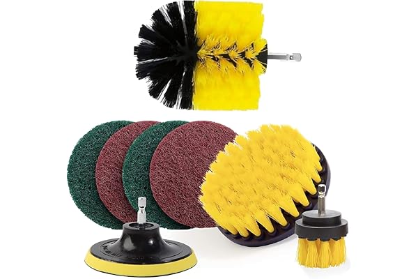 Power Drill Scrubber Brush Set 8PCS, Drill Attachment Set, Scrubber Brush Scrub Pads for Bathroom Surfaces, Floor, Tub, Shower, Grout, Tile