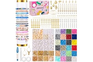 UOONY Perlen zum Auffädeln, 8500+ Perlen Set, 6mm Polymer Clay Perlen für Armbänder, zum Selbermachen von Armbändern mit Buchstaben und Zahlen