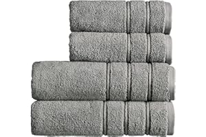 Christy Antalya Large Bath Towels | Set of 4 | 100% Turkish Cotton | 600GSM | Soft Plush Luxury Towel Set | 2 Bath Towels 2 Hand Towels | Quick Dry | Storm Grey