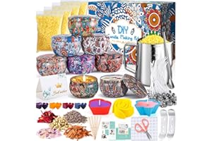 NCKIHRKK Kit per Fabbricazione Candele Fai da Te, per Fusione Cera per Principianti DIY Set Regalo con Cera di Soia, 8 barattoli, 8 Coloranti, 3 Stampo in Silicone, 30 Stoppini