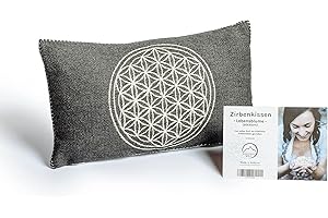 Südtirol Welt – Cuscino di pino cembro con truciolo di cembro provenienti al 100% dalle foreste altoatesine – Cuscino di pino cembro con una federa di cotone tessuto (20 x 35 cm, Fiore della vita)