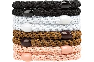 AXEN 8 cintas para el pelo Elasitc para mujeres y niñas, bandas de algodón suaves tejidas para cabello grueso y rizado, colores neutros