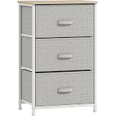 HOMCOM Dresser with 3 Fabric Drawers, Chest of Drawers for Bedroom, Grey | Chest of Drawers for Living Room, Office, Dressing