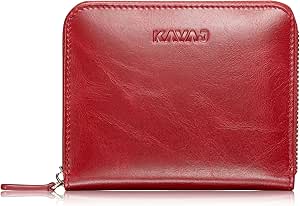 KAVAJ Damen Geldbörse Portemonnaie Leder Paris Rot mit RFID Schutz. Portmonee Geldbeutel Brieftasche Kurz Klein aus Echtleder für Frauen