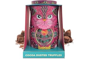 Monty Bojangles Cocoa Dusted Chocolate Truffles Cat Tin (Persian Pink - 135g) Choccy Scoffy Flavoured Luxury Chocolatey Truffles - Collectable Cat Tin, Truffles Chocolate Gift Box With Bespoke Design
