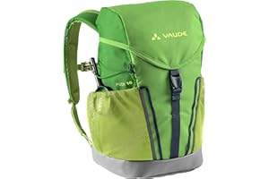 VAUDE Kinderrucksack Jungen & Mädchen Puck, komfortabler Wanderrucksack Kinder, Wetterfester Schulrucksack mit Regenhülle & Lupe, viel Stauraum, Blue/Eclipse, 10 Liter