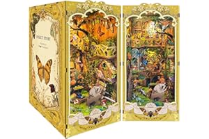 Ulikey Book Nook Kit, DIY Booknook Casa Libros de Madera, DIY Miniatura de Madera Kits, DIY Miniature House con Luces LED para la Decoración de Estanterías